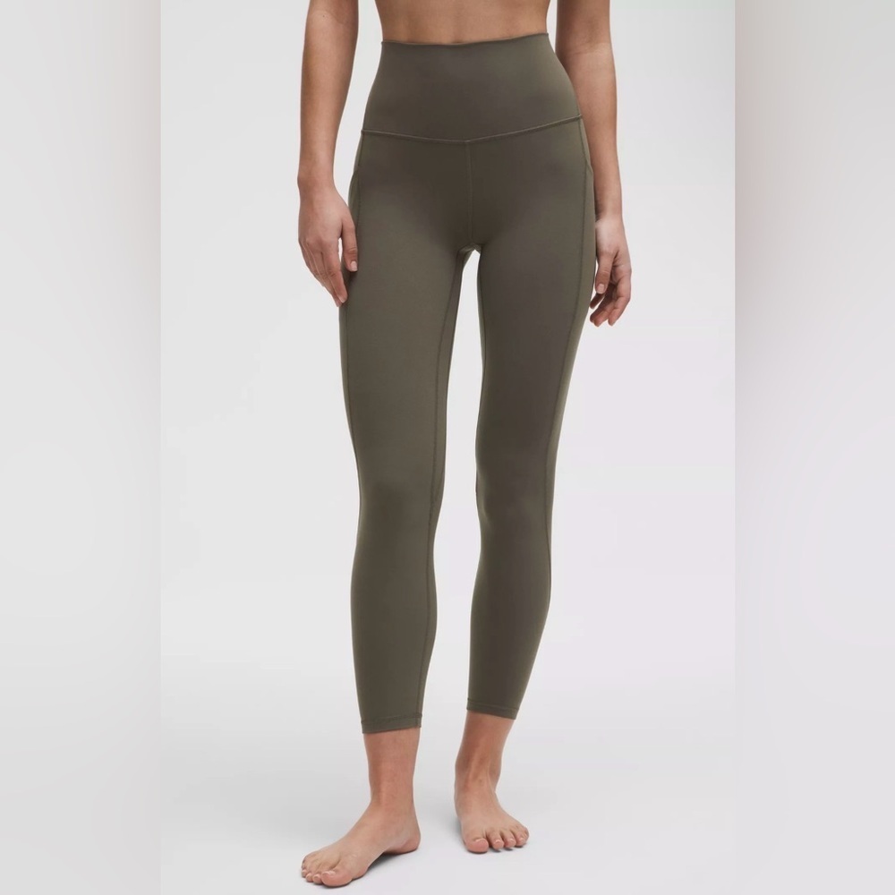 Lululemon 'Align' Green Nylon High-Rise Cropped Pants - Olive Green